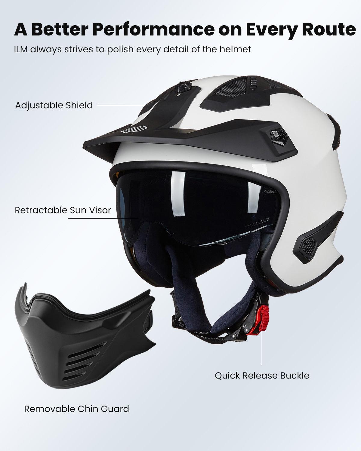 ILM Open Face Motorcycle 3/4 Half Helmet Model 726X