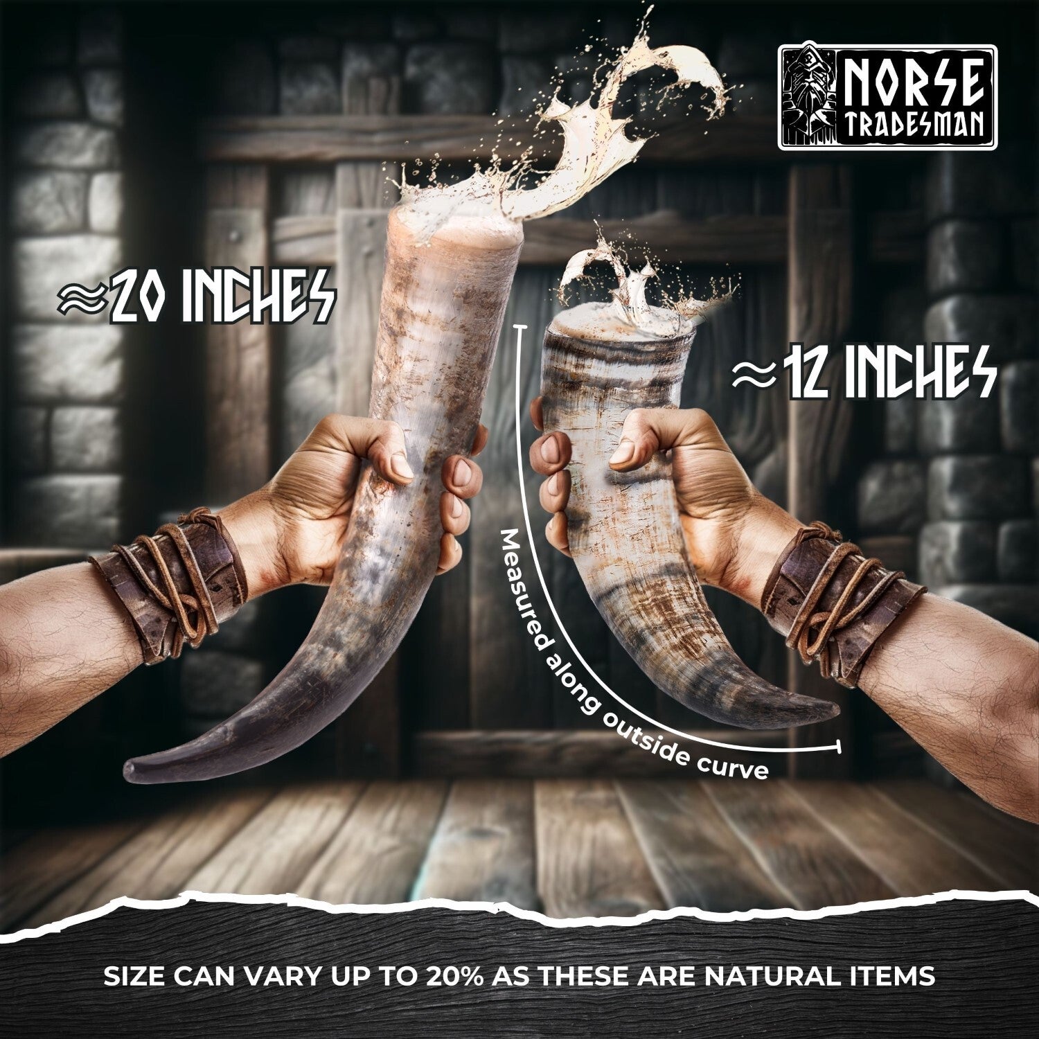 Curved Drinking Horn with Wooden Stand