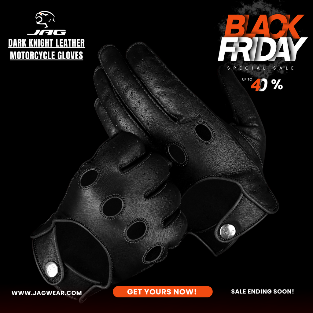 Leather Dark Knight Gloves - Full Finger Design (Black)