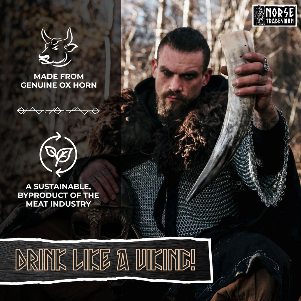 Curved Drinking Horn Bundle with Stand & Holster