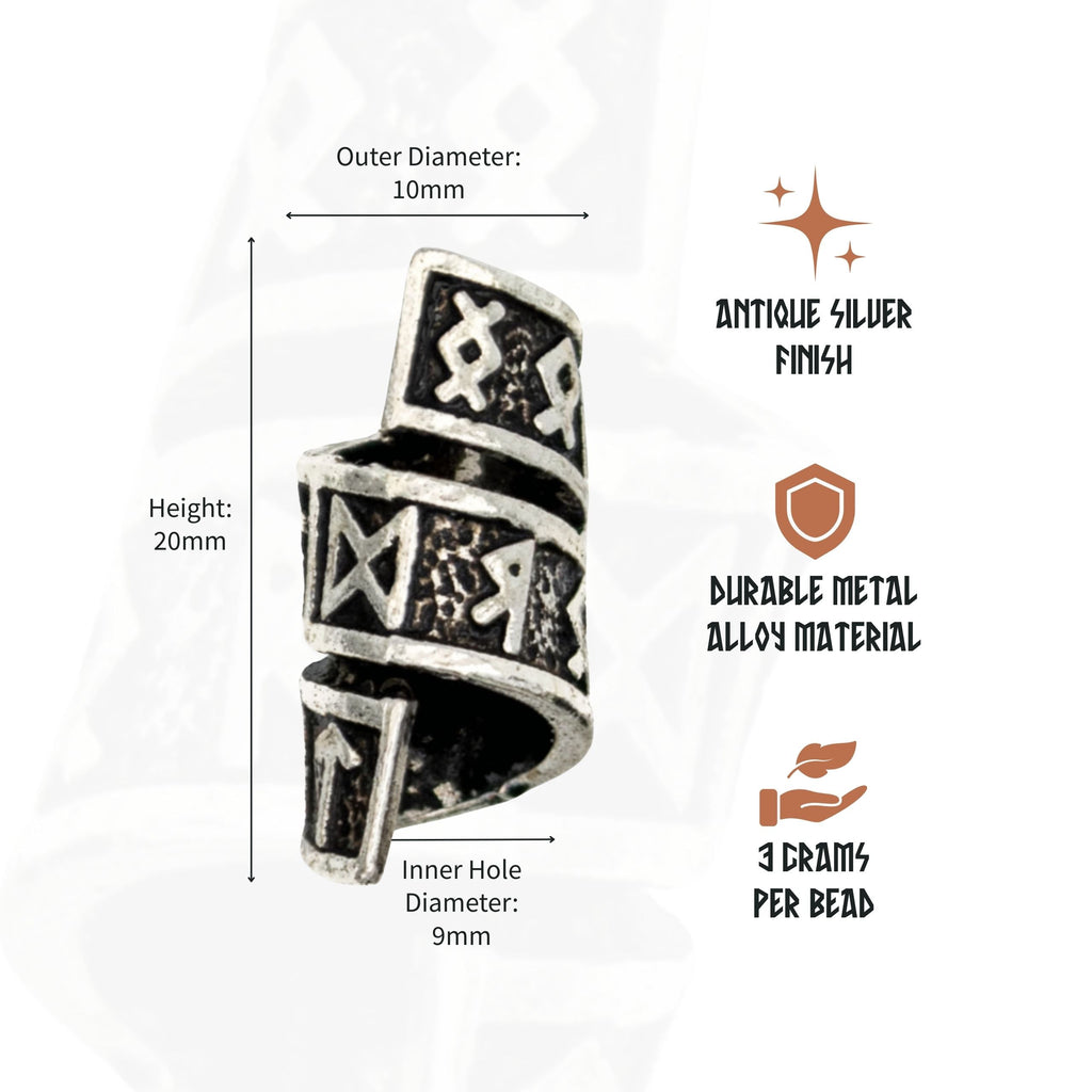 Rune Beard Rings - (Silver - 8)