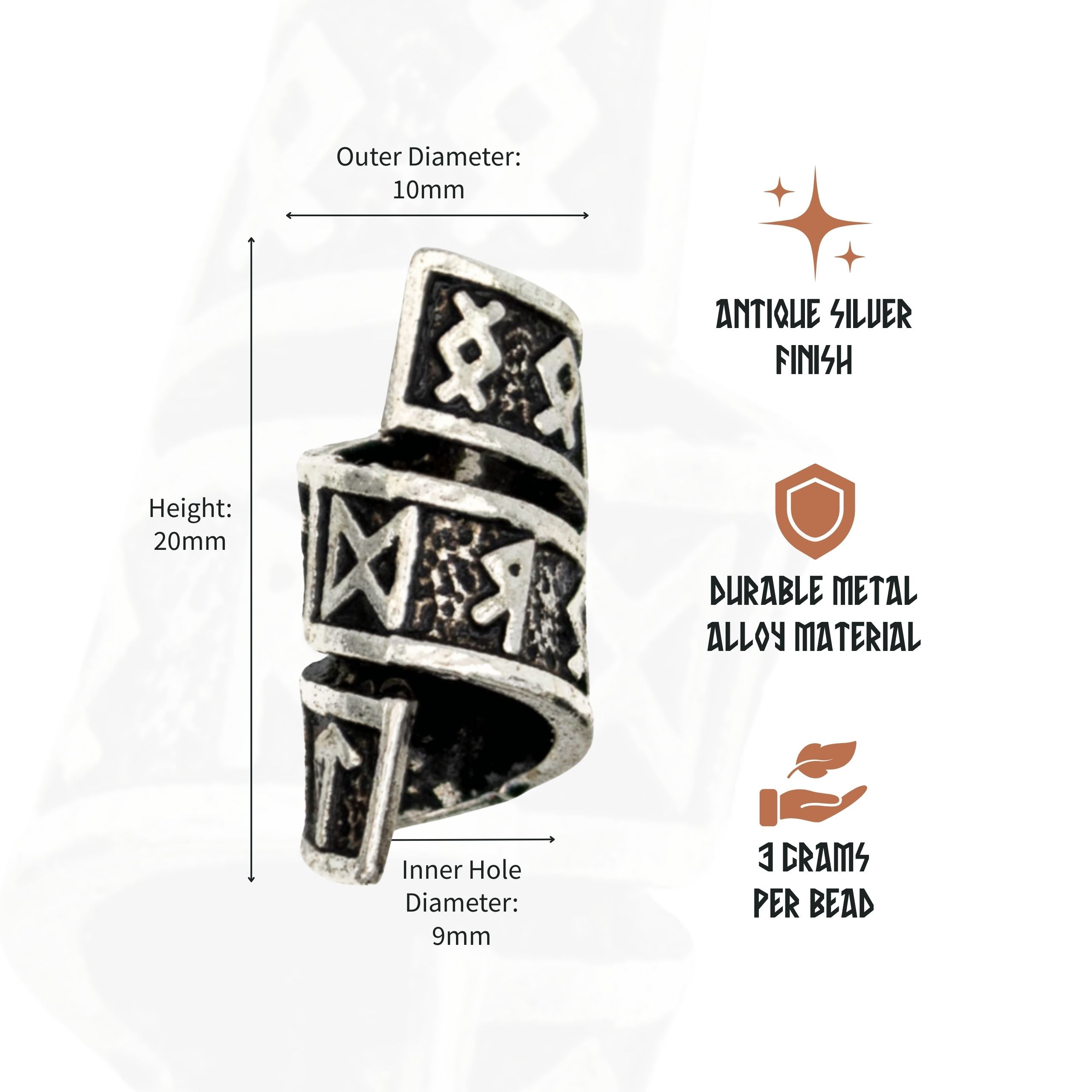 Rune Beard Rings - (Silver - 8)