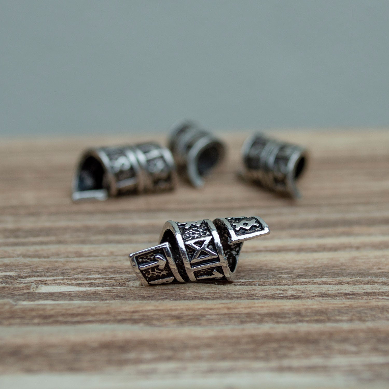 Rune Beard Rings - (Silver - 8)