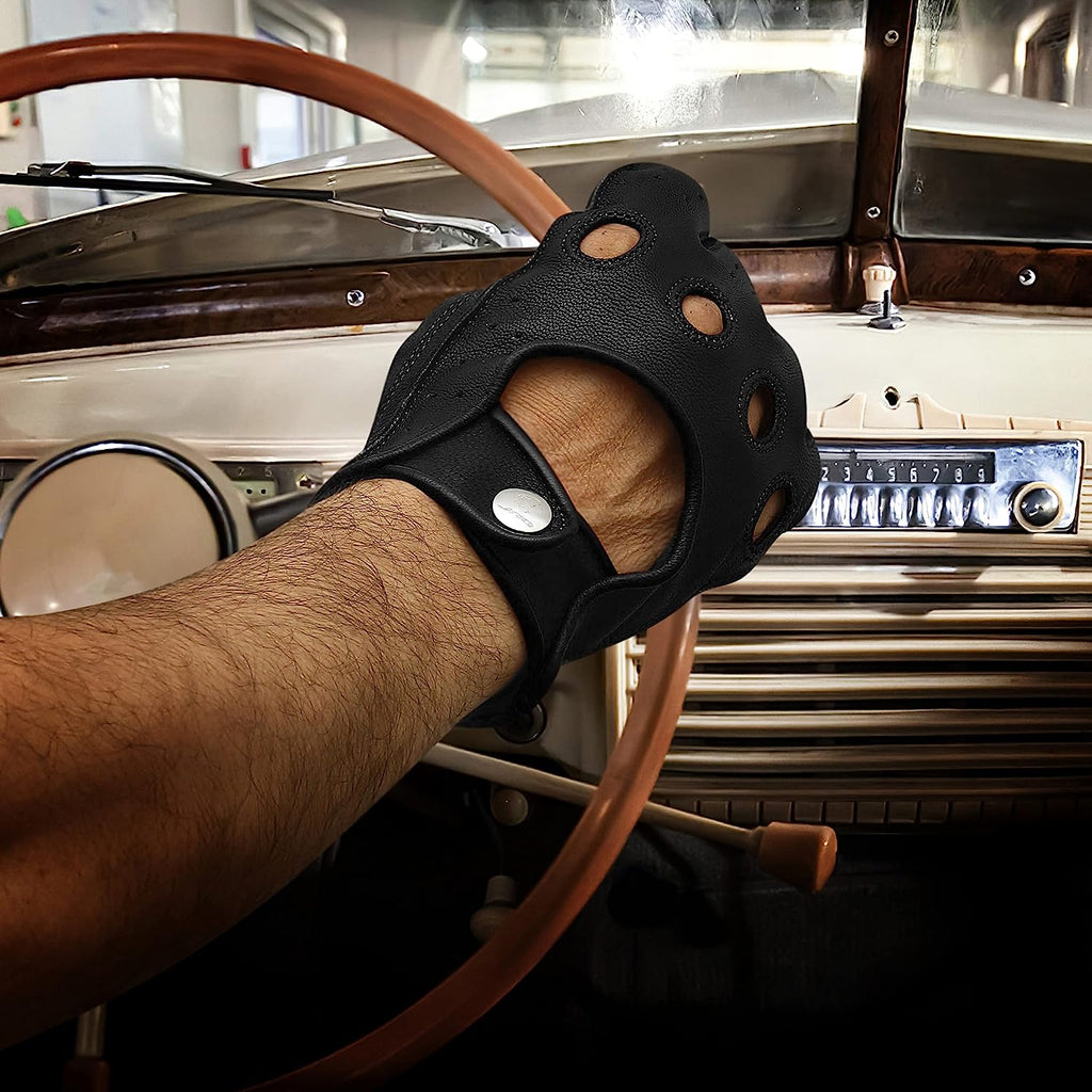 Leather Dark Knight Gloves - Full Finger Design (Black)