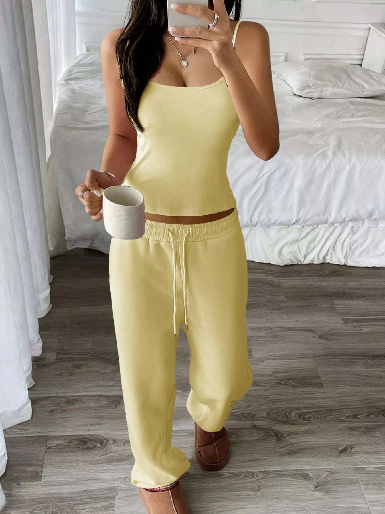 Solid Color Cami and Pants Set