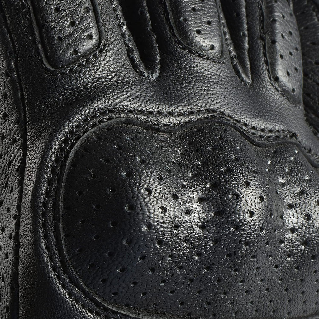 Olympus Knuckle-Protected Leather Motorcycle Gloves with Zipper Closure