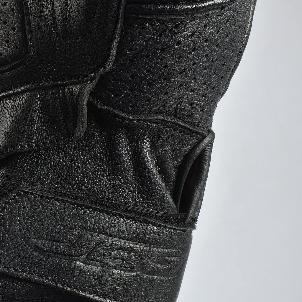 Olympus Knuckle-Protected Leather Motorcycle Gloves with Zipper Closure