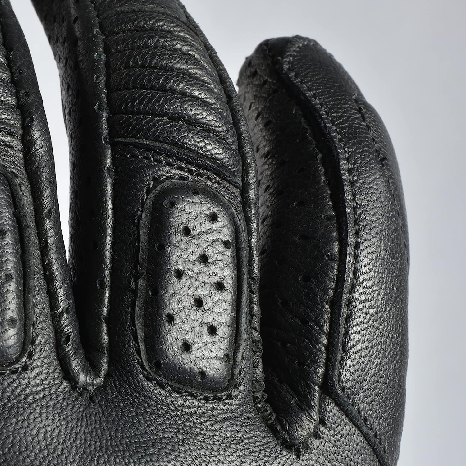Olympus Knuckle-Protected Leather Motorcycle Gloves with Zipper Closure