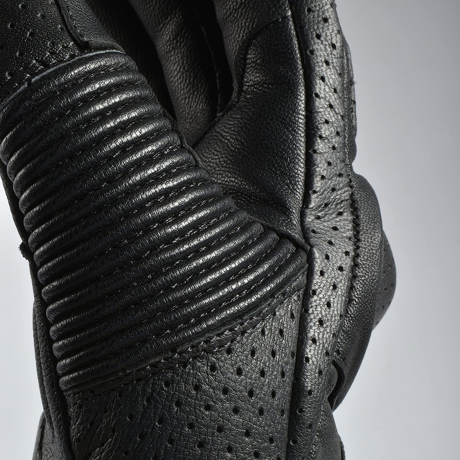Olympus Knuckle-Protected Leather Motorcycle Gloves with Zipper Closure