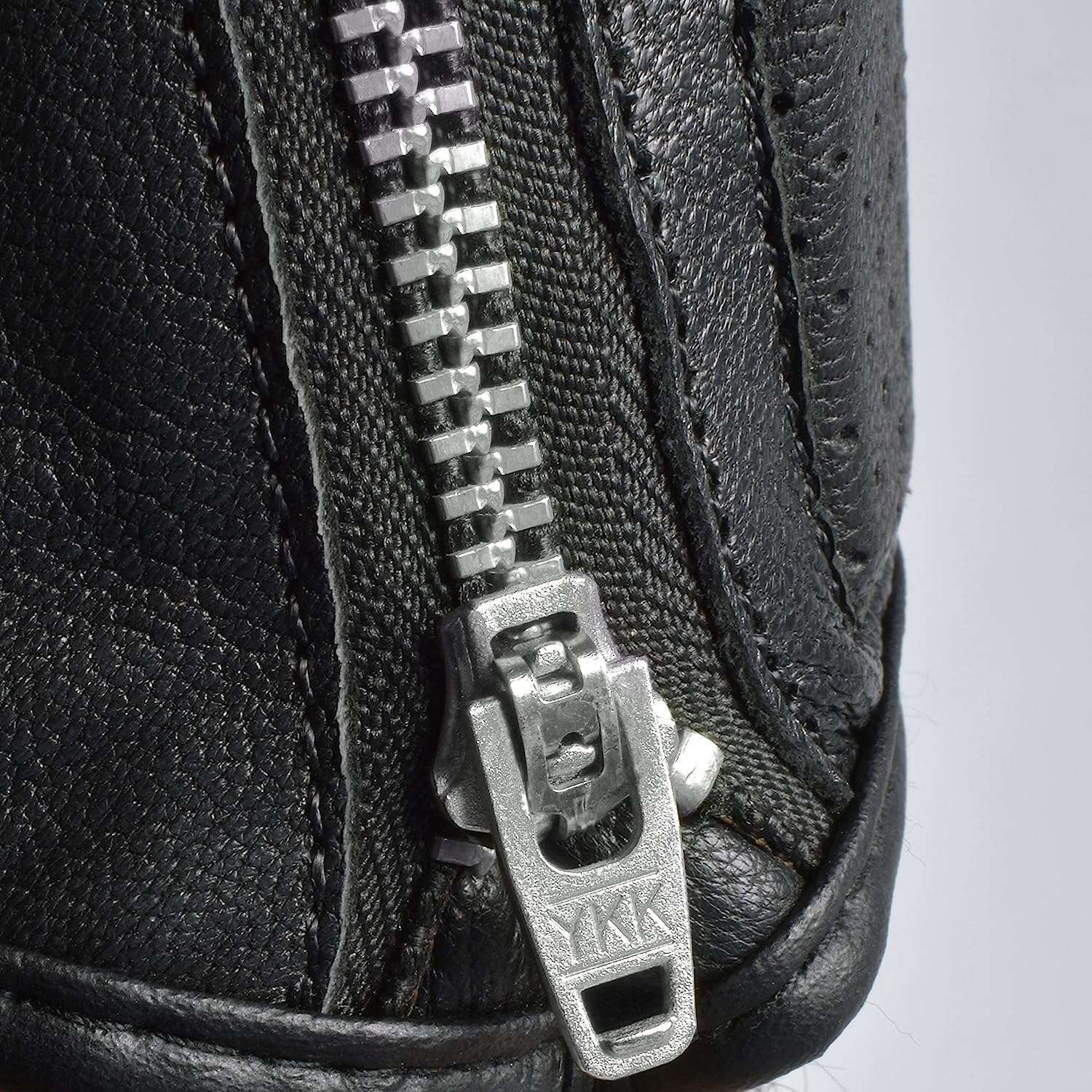 Olympus Knuckle-Protected Leather Motorcycle Gloves with Zipper Closure