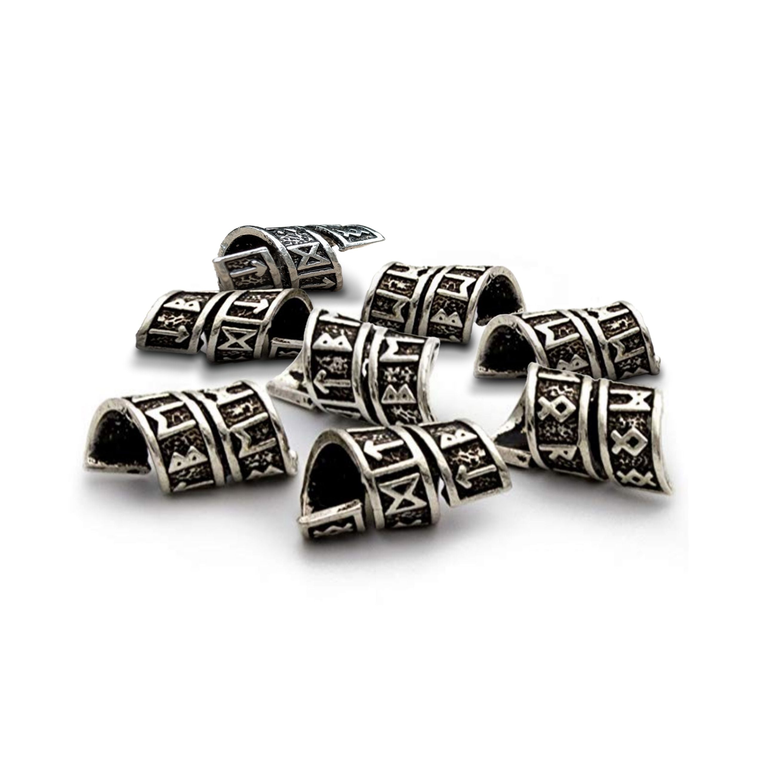 Rune Beard Rings - (Silver - 8)