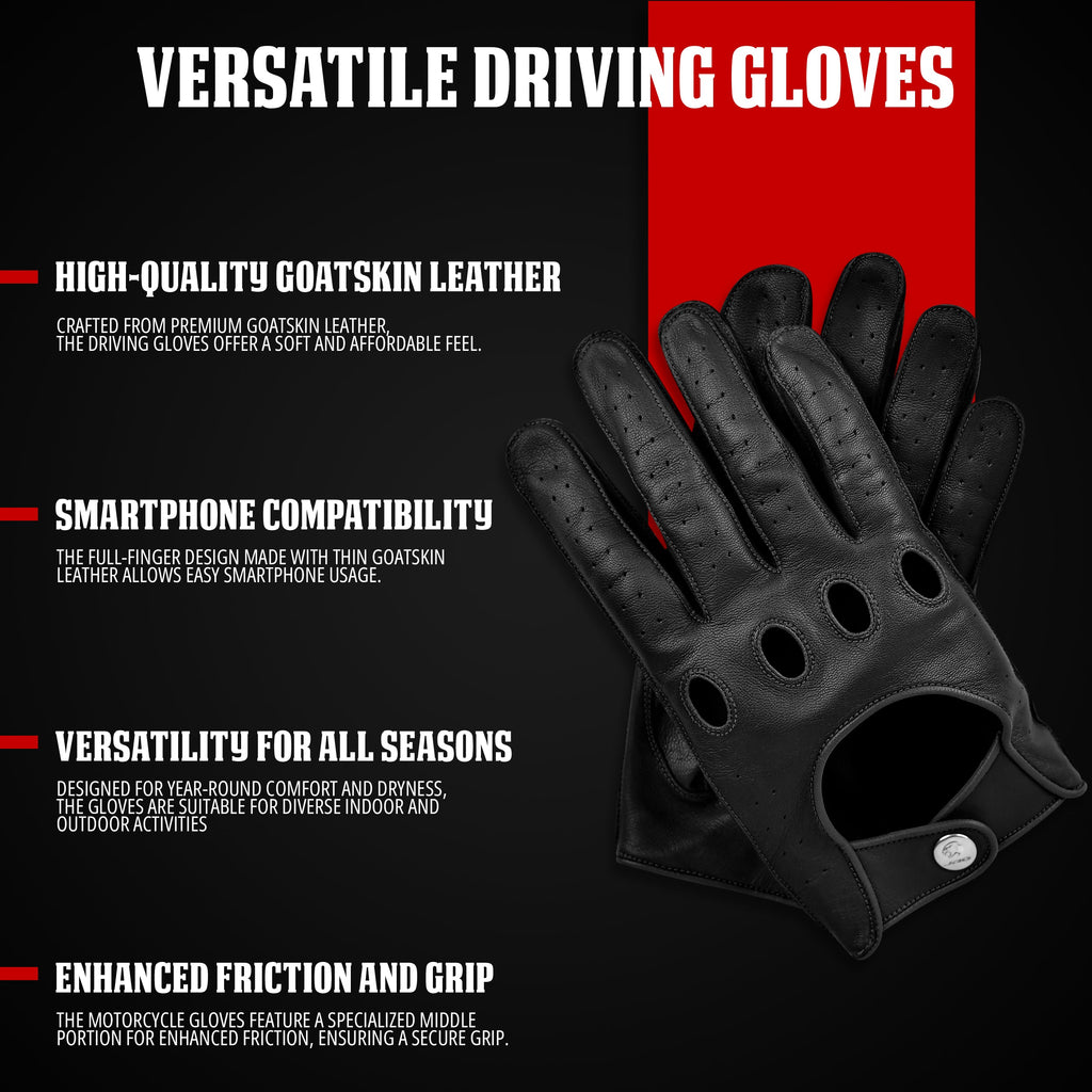 Leather Dark Knight Gloves - Full Finger Design (Black)