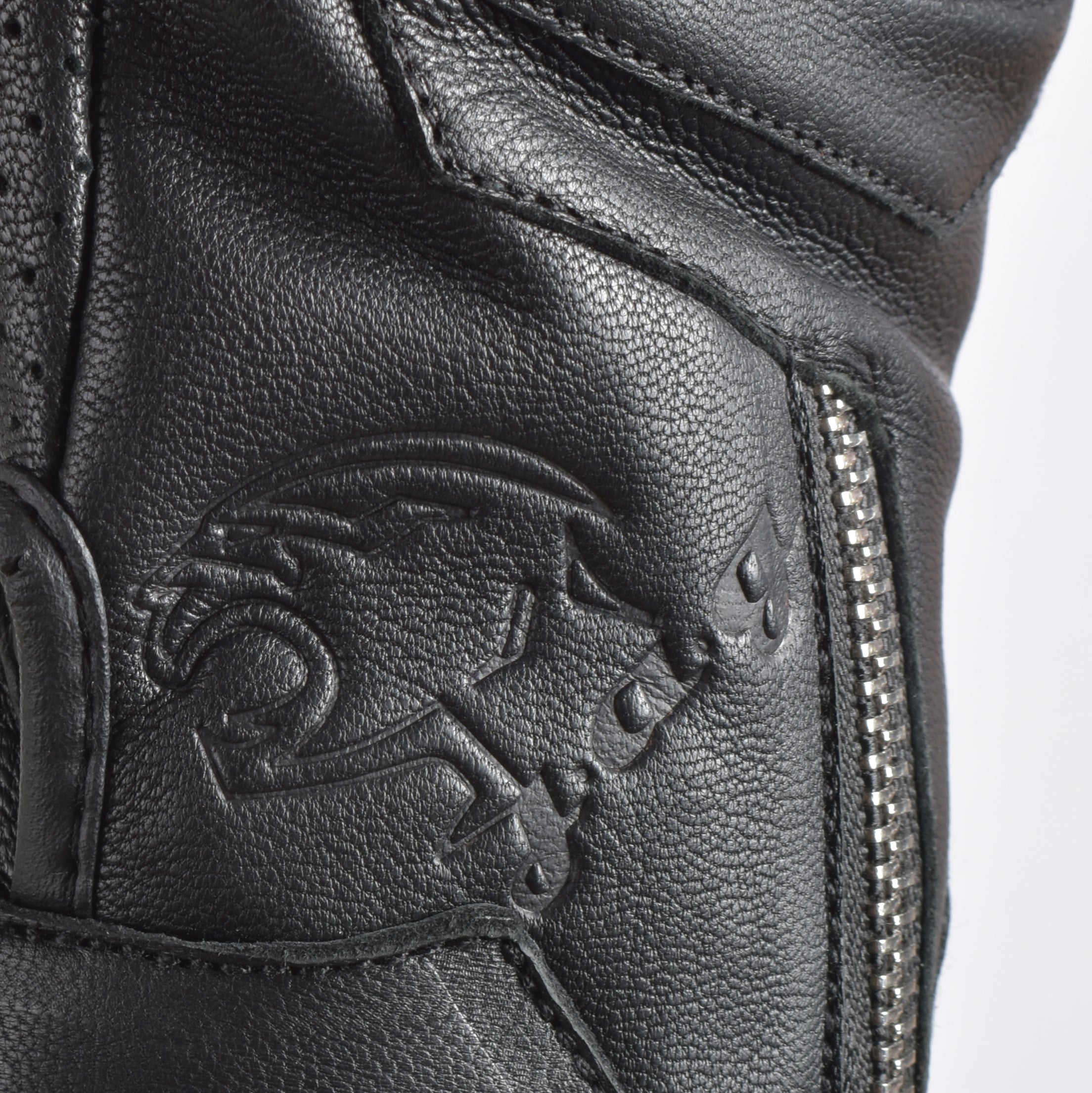 Olympus Knuckle-Protected Leather Motorcycle Gloves with Zipper Closure