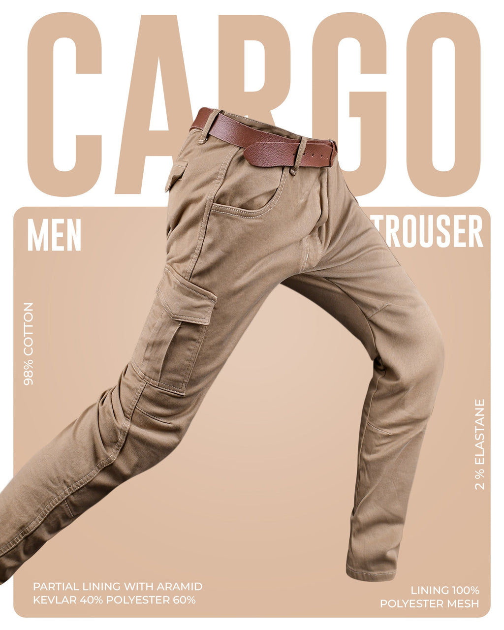 JAG Motorcycle Cargo Pants – Slim Fit Armored Cargo Jeans with CE Approved Armors