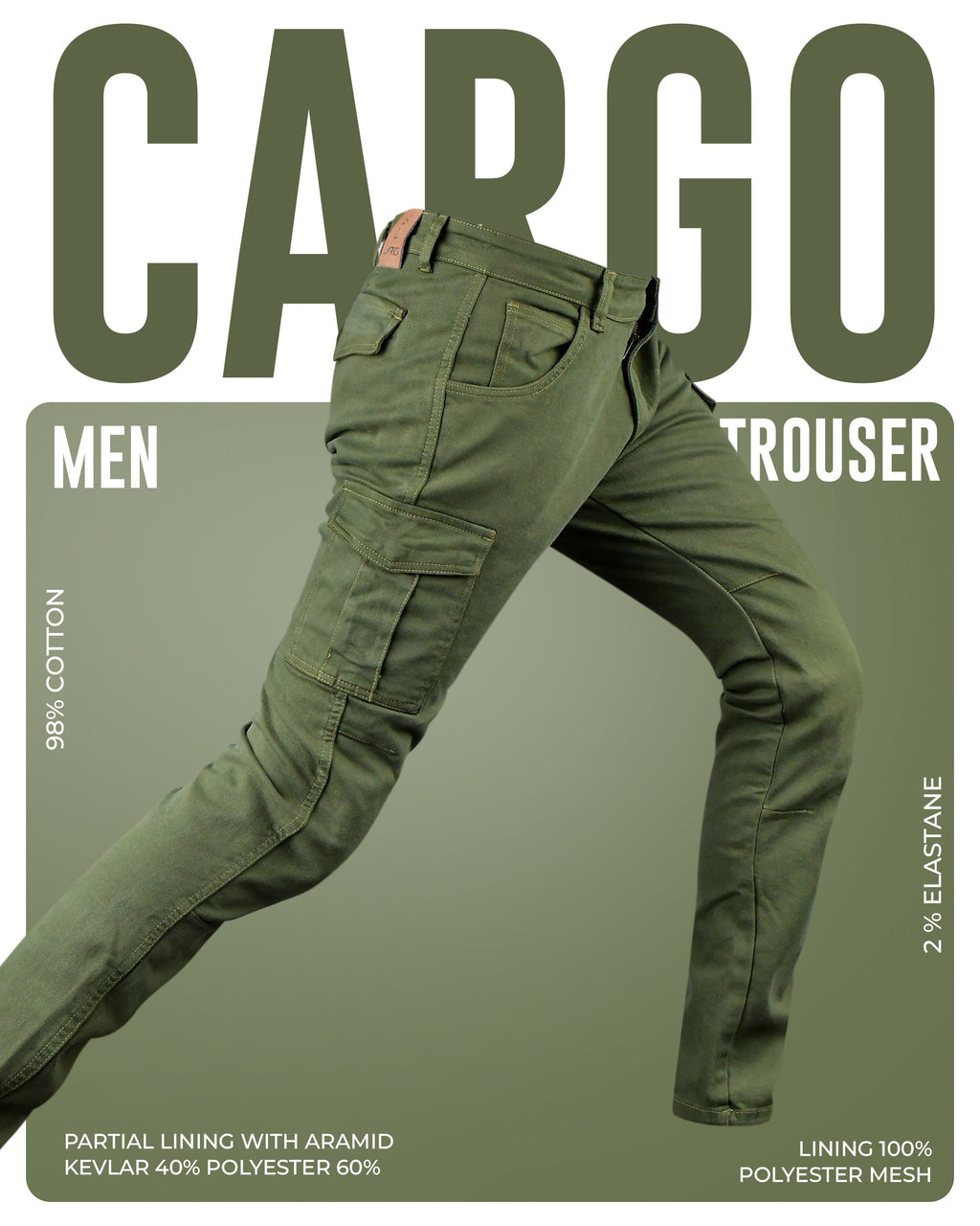 JAG Motorcycle Cargo Pants – Slim Fit Armored Cargo Jeans with CE Approved Armors