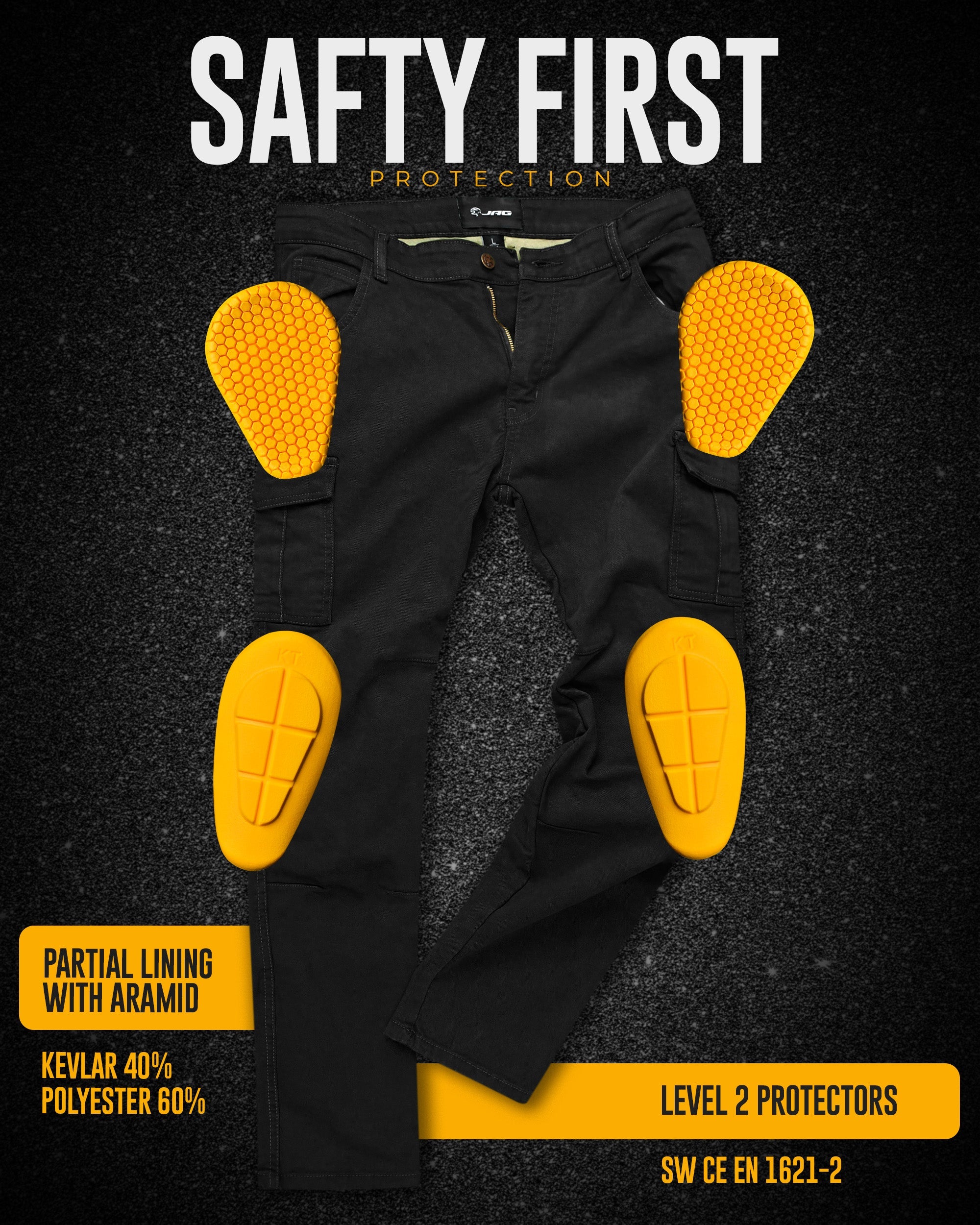 JAG Motorcycle Cargo Pants – Slim Fit Armored Cargo Jeans with CE Approved Armors