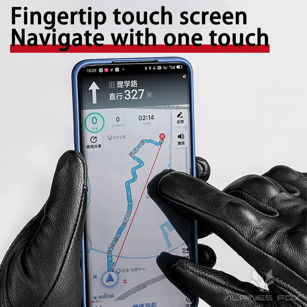Vintage Real Leather Breathable Touch Screen Gloves