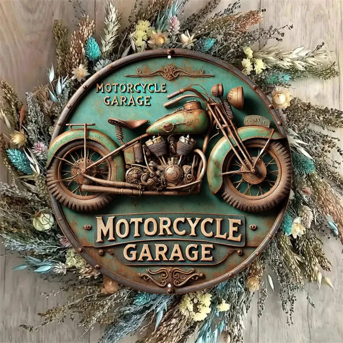 Vintage Round Aluminum Sign - Retro Metal Tin Sign - Motorcycle Rustic Metal Wall Art - For Home, Room Decor