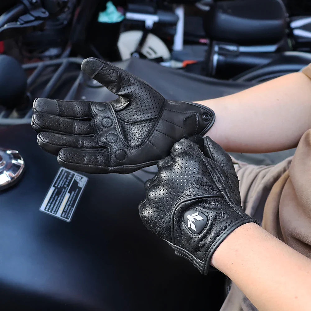 Vintage Real Leather Breathable Touch Screen Gloves