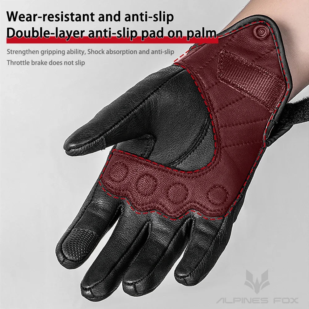 Vintage Real Leather Breathable Touch Screen Gloves