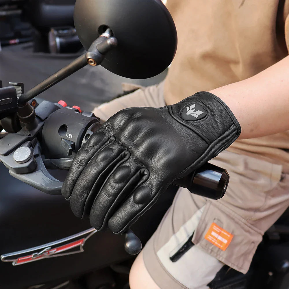 Vintage Real Leather Breathable Touch Screen Gloves