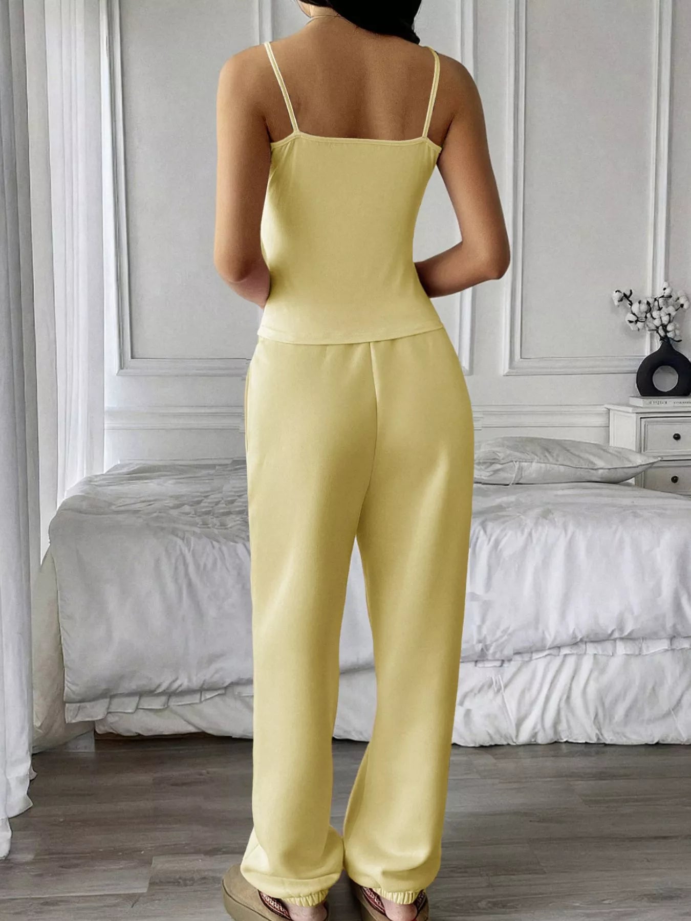Solid Color Cami and Pants Set