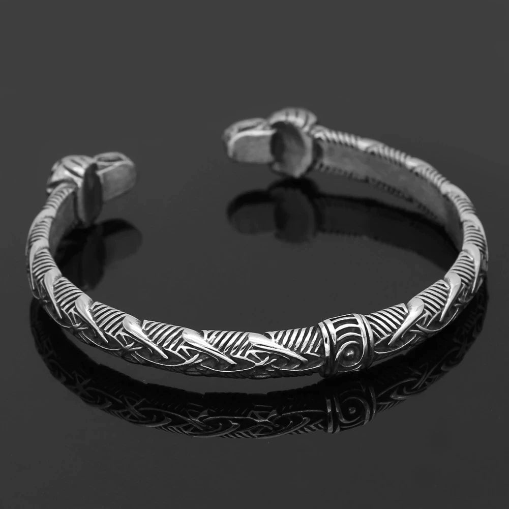 Vikings Wolf Headed Stainless Steel Bracelet