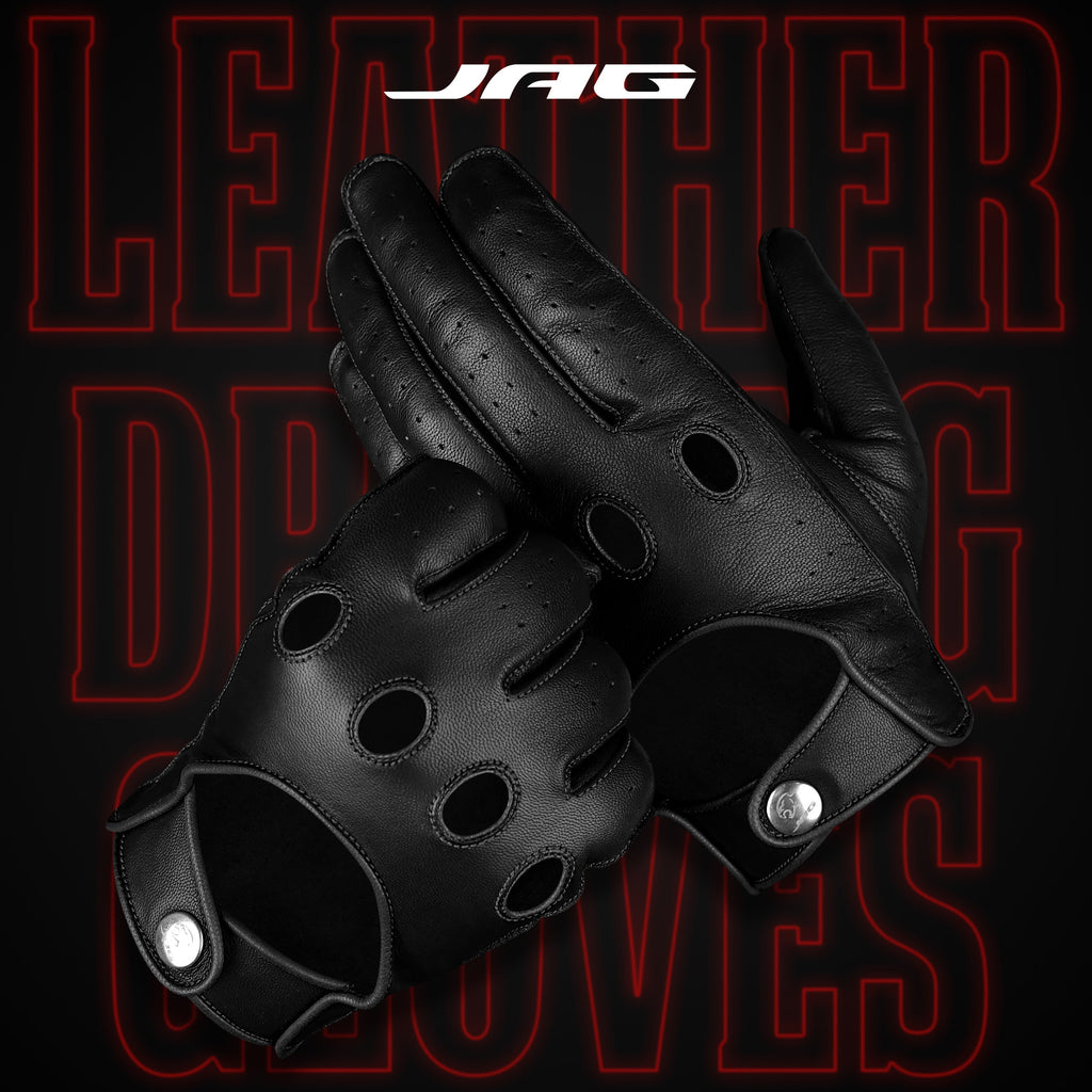 Leather Dark Knight Gloves - Full Finger Design (Black)