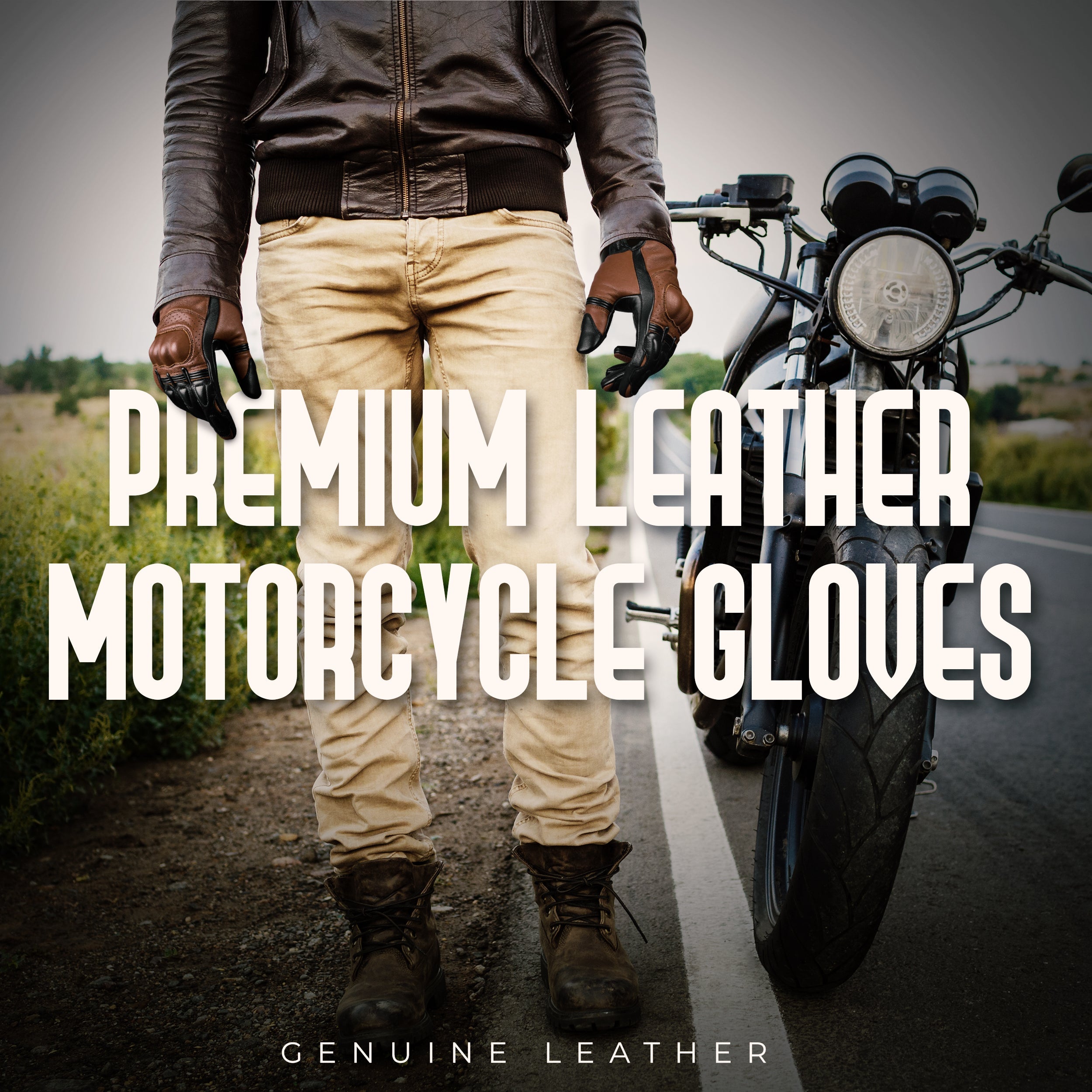 Helios Leather Motorcycle Gloves with Knuckle Protection