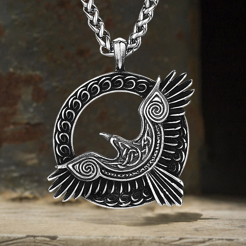 Nordic Odin Raven Stainless Steel Viking Pendant