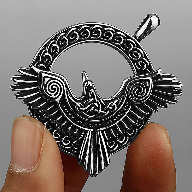 Nordic Odin Raven Stainless Steel Viking Pendant