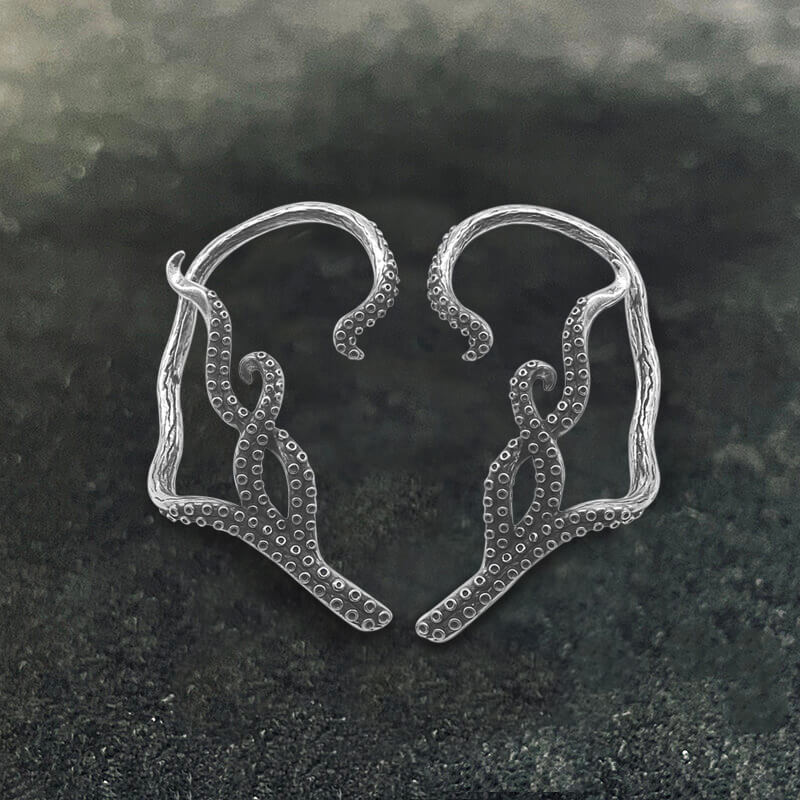 Octopus Tentacles Stainless Steel Ear Cuffs