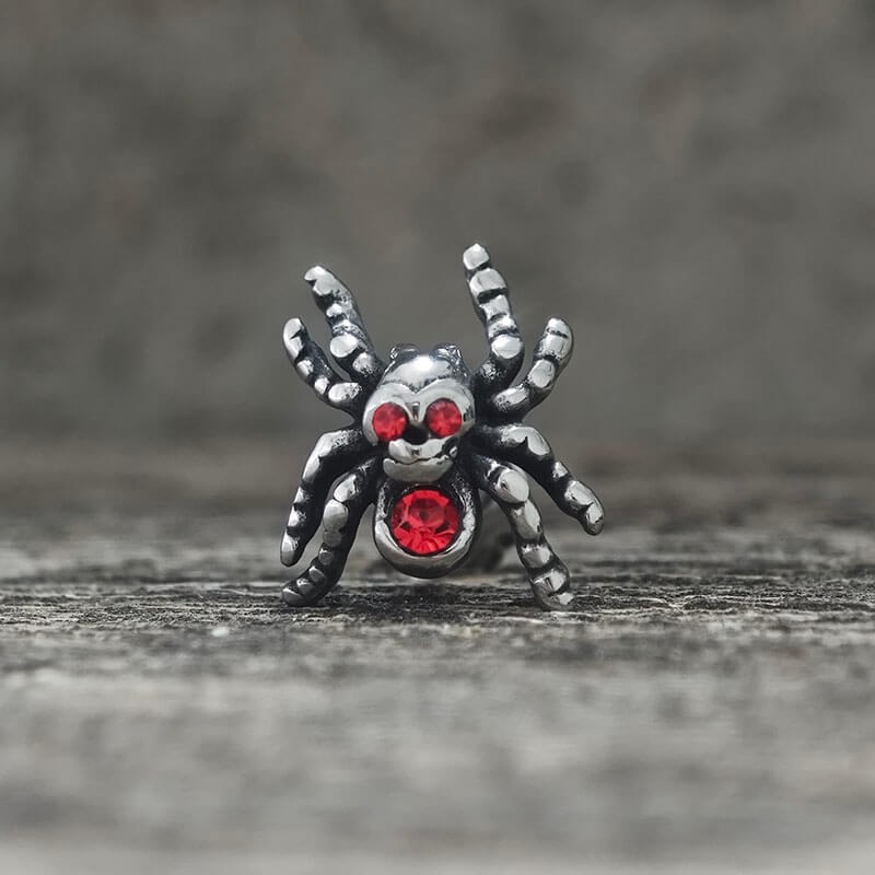 Punk Horror Spider Skull Stainless Steel Stud Earrings