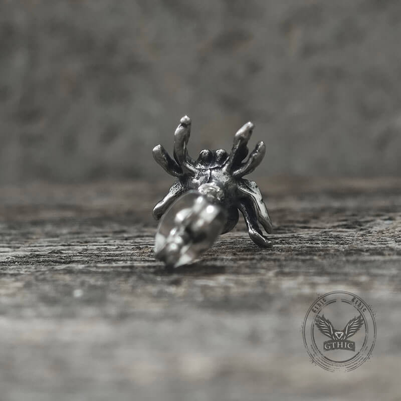 Punk Horror Spider Skull Stainless Steel Stud Earrings
