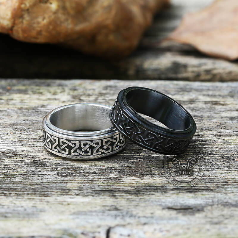 Celtic Knot Stainless Steel Viking Spinner Ring