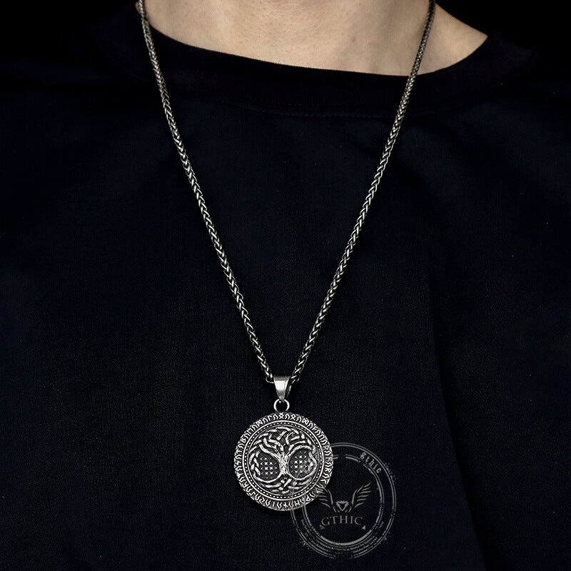 Tree Of Life Aegishjalmur Stainless Steel Viking Pendant