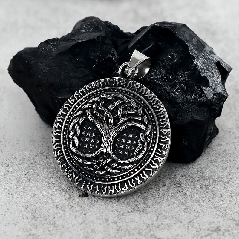 Tree Of Life Aegishjalmur Stainless Steel Viking Pendant