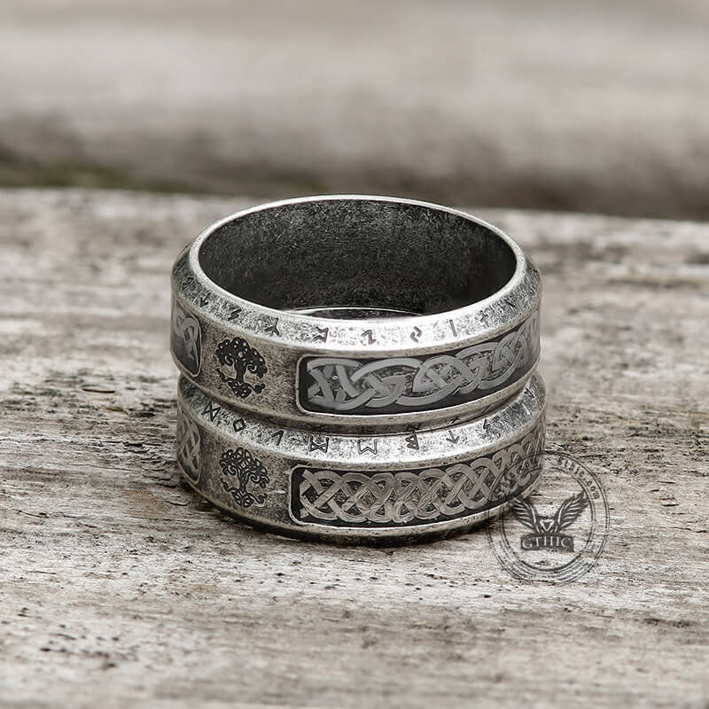 Tree Of Life Knot Stainless Steel Viking Band Ring