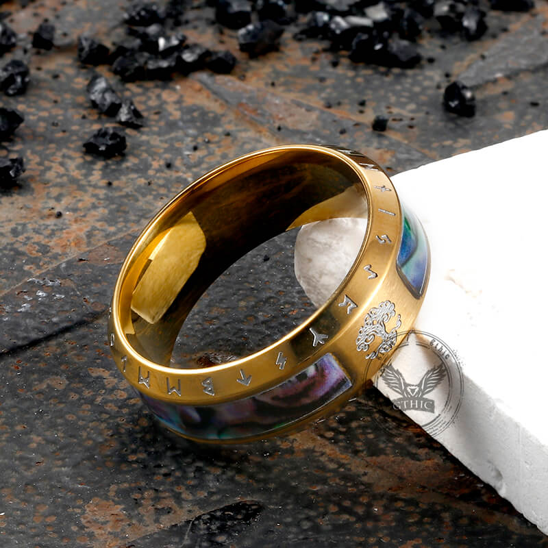 Tree Of Life Stainless Steel Shell Viking Ring
