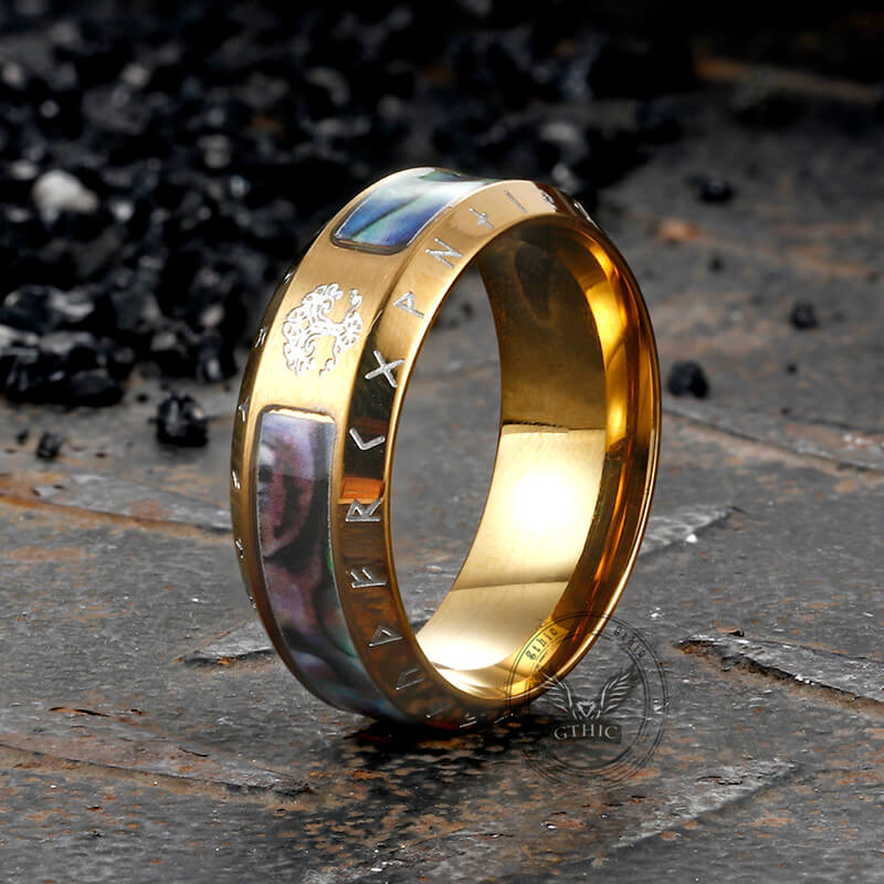 Tree Of Life Stainless Steel Shell Viking Ring