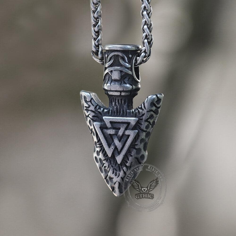 Valknut Stone Spear Stainless Steel Viking Pendant
