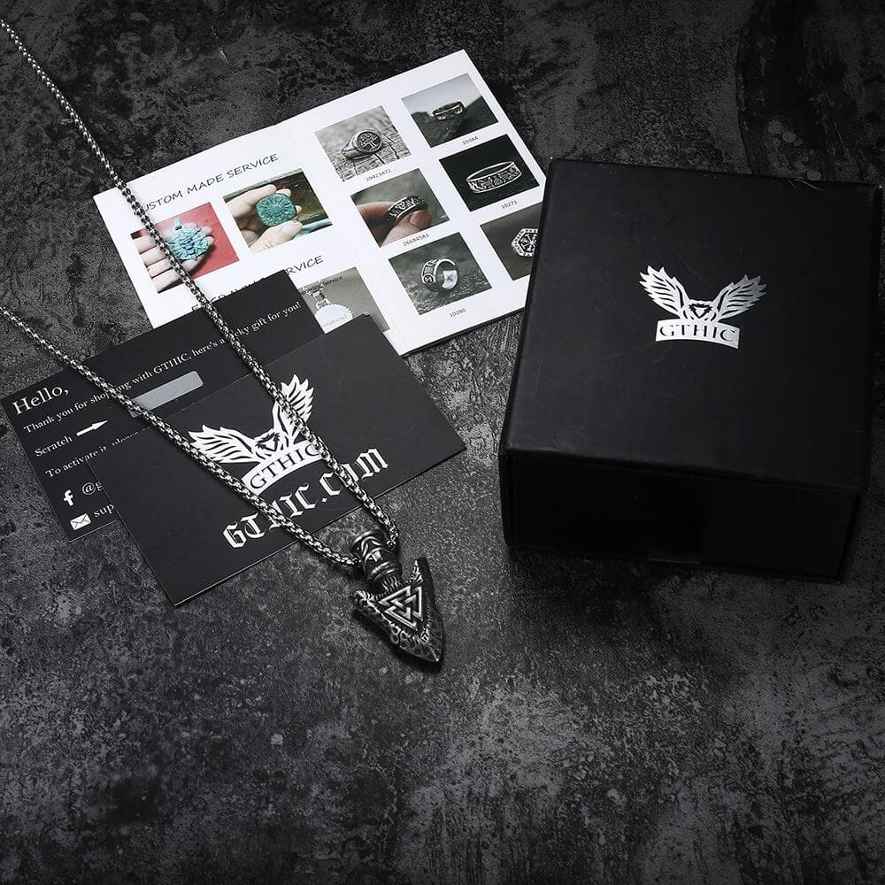 Valknut Stone Spear Stainless Steel Viking Pendant