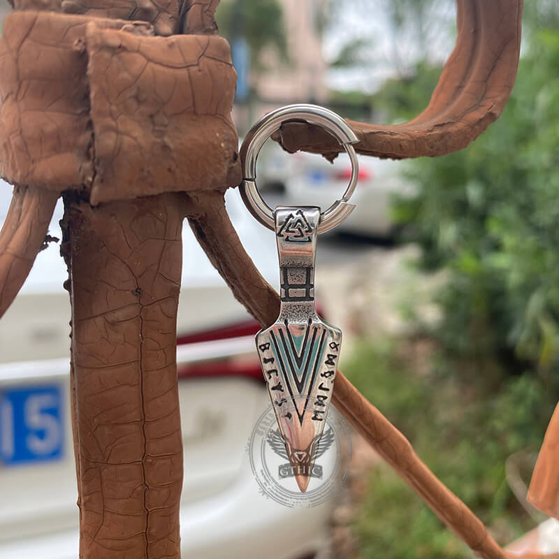 Viking Spear Head Valknut Stainless Steel Earrings