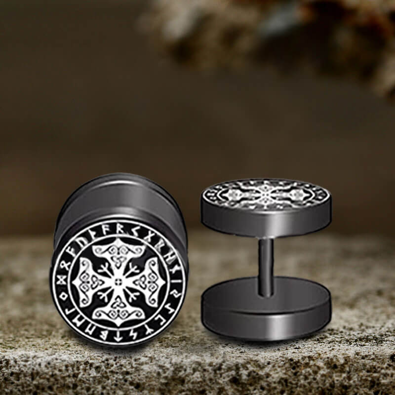 Viking Symbols Stainless Steel Stud Earrings