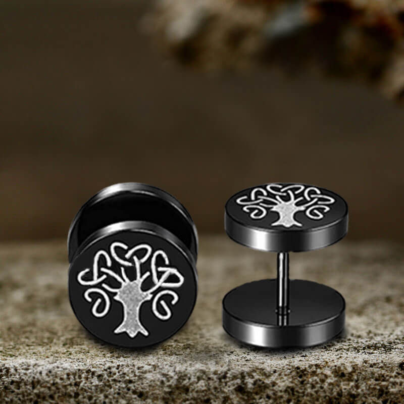 Viking Symbols Stainless Steel Stud Earrings
