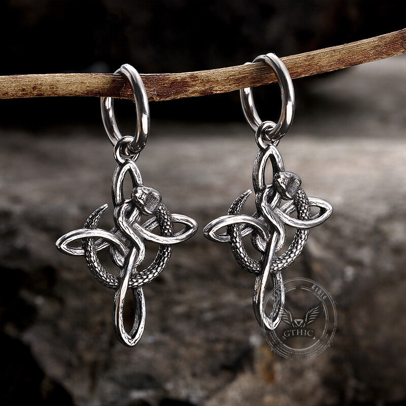 Vintage Snake Celtic Knot Stainless Steel Earrings